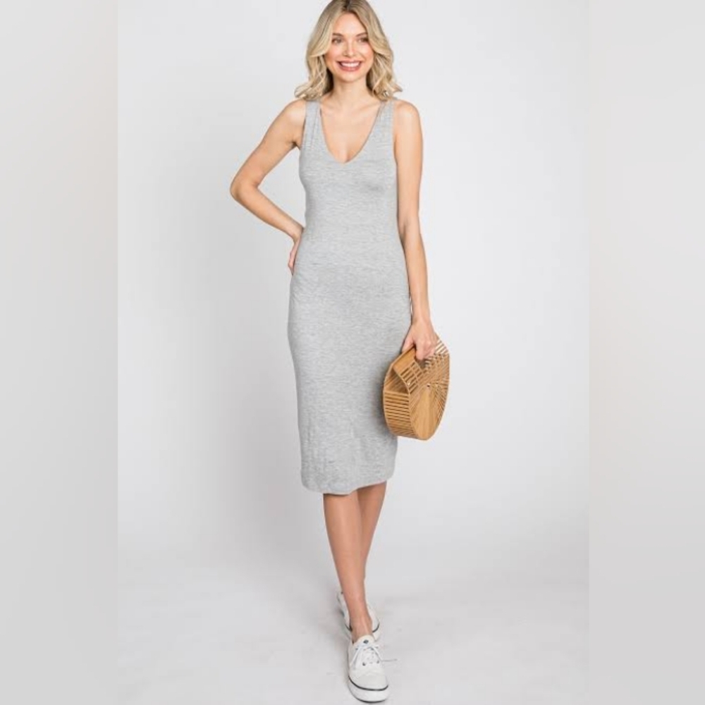 Adrienne Vittadini 100% Wool Sleeveless Midi Dress